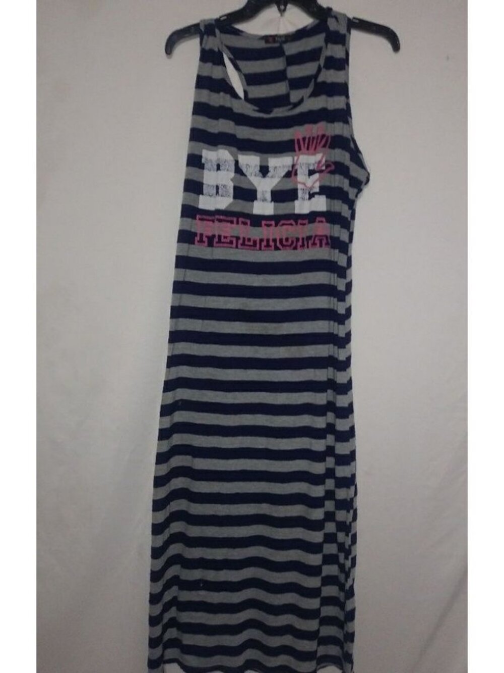 Myth L Navy Gray Striped Maxi Tank Dress Bye Felicia